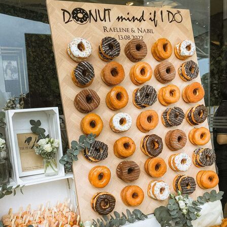 wedding catering and donut wall